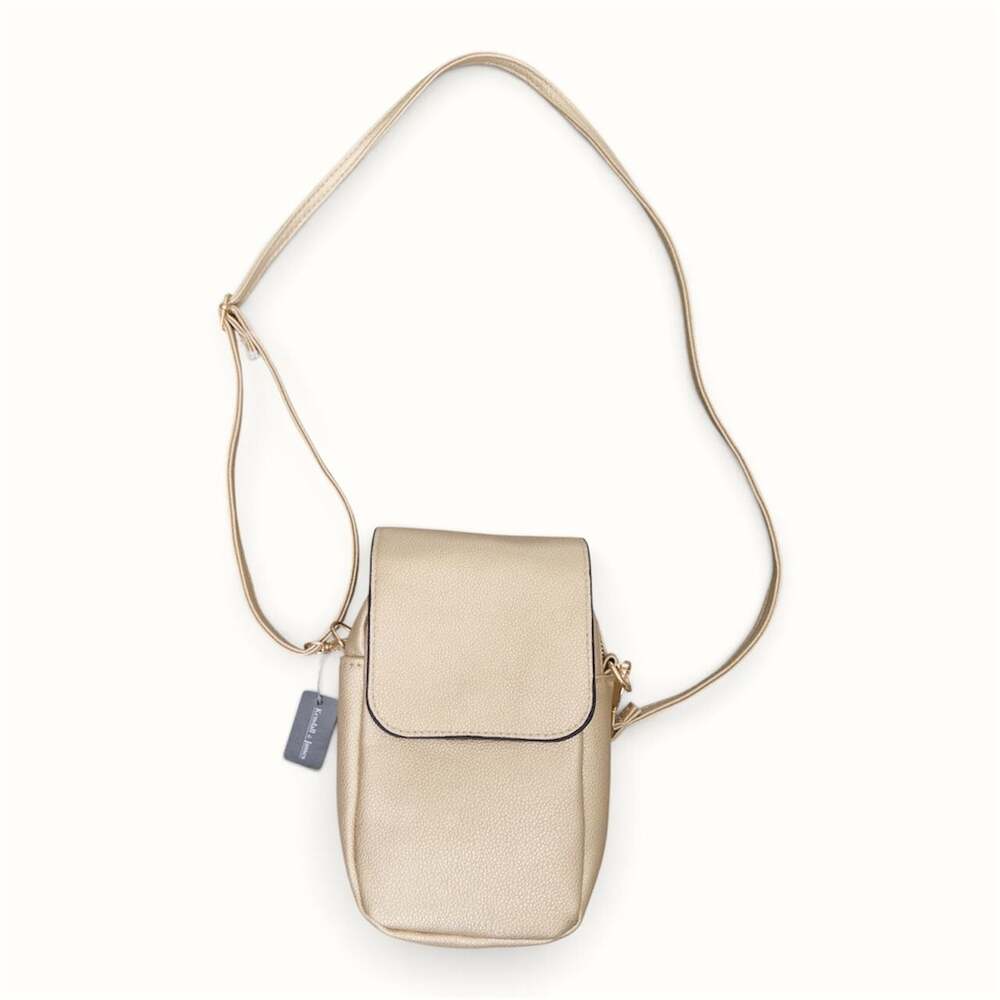 Kendall & James Metallic Gold Faux Leather Phone Crossbody Bag
